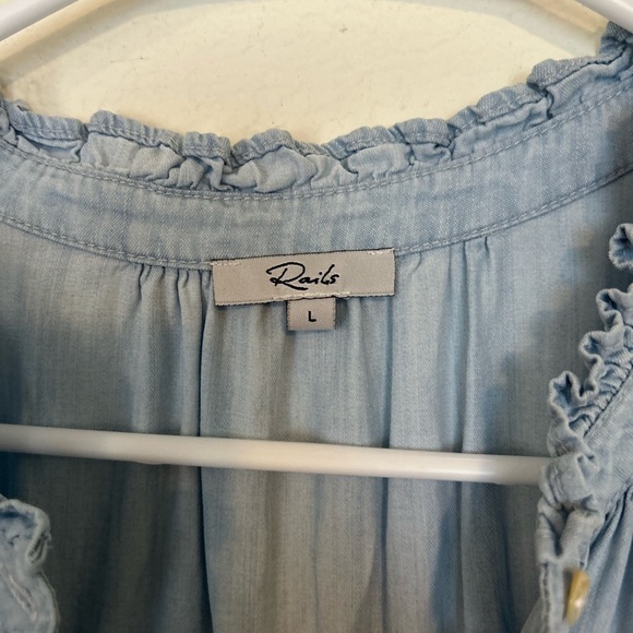 Rails Amina Smocked Mini Dress Large chambray - Picture 6 of 10